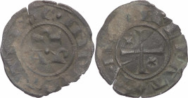 Regno di Sicilia - Enrico VI e Costanza d'Altavilla (1194-1197) - Denaro del tipo "AP" - Messina o Brindisi - Spahr 30 - Mi - frattura del tondello - ...