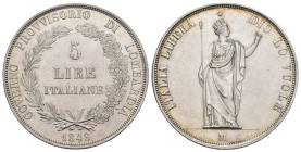 Milano - Governo Provvisorio di Lombardia (1848) 5 Lire 1848 - Rami Lunghi, stella lontana e base spessa - Gig.3e - RR MOLTO RARA - Ag

qSPL

SPED...