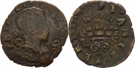 Regno di Napoli - Filippo IV (1621-1665) 3 Cavalli 1626 con sigle M C dietro il busto - MIR 274 - Ae - gr. 2,22

mBB

SPEDIZIONE SOLO IN ITALIA - ...
