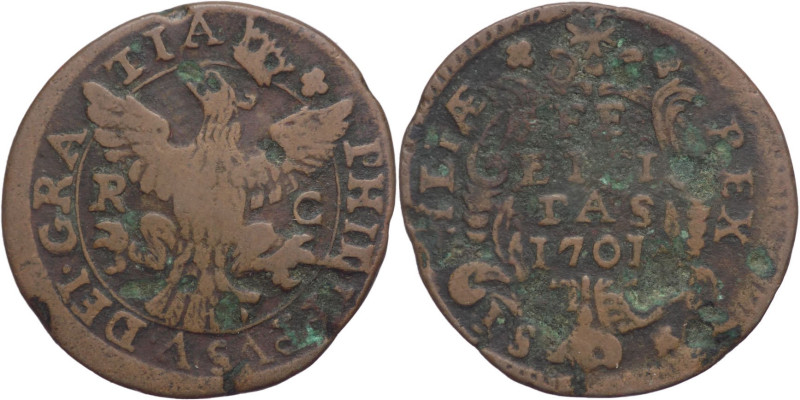 Napoli - 1 Grano 1701 - Filippo V (1701 - 1713) - Gr. 4,80 - MIR# 123

MB+/qBB...