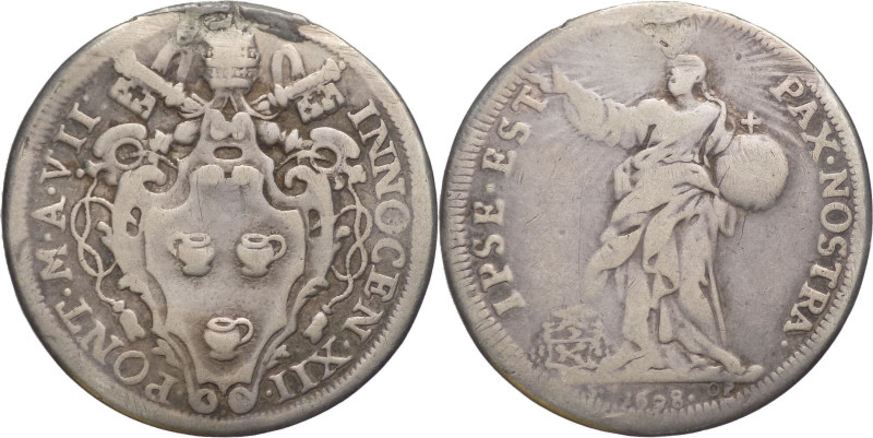 Stato Pontificio - Innocenzo XII (1691 - 1700) - 1 Testone 1698 - Rara - Gr. 8,3...