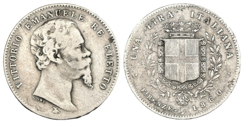 Vittorio Emanuele II, Re Eletto (1859-1961) - 1 Lira 1860 - Zecca di Firenze - A...