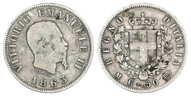 Vittorio Emanuele II (1861-1878) - 50 Centesimi Stemma 1863 - Zecca di Milano - Ag - Gig. 74

MB

SPEDIZIONE SOLO IN ITALIA - SHIPPING ONLY IN ITA...