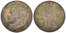 Regno d'Italia - Vittorio Emanuele III (1900-1943) 5 Lire 1911 "Cinquantenario" - RARA - Gig.71 - Ag - Colpi al bordo

BB+

SPEDIZIONE SOLO IN ITA...