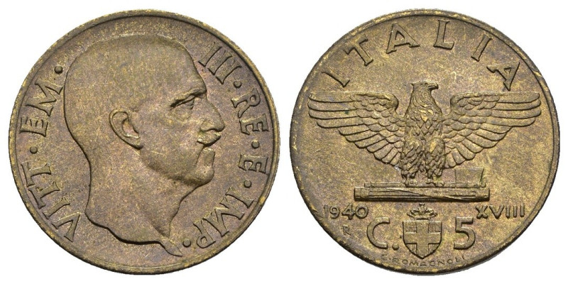 Vittorio Emanuele III (1900-1943) - 5 Centesimi Impero 1940 XVIII - Ba - Gig. 28...