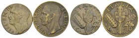 Regno d'Italia - Lotto n.2 Monete composto da: 10 Centesimi "Impero" 1942 XX, D/ e R/ CONIATO SUL TONDELLO DA 5 CENTESIMI - 10 Centesimi "Impero" 1940...