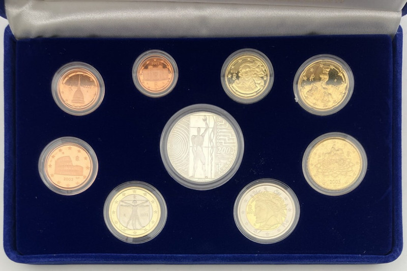 Repubblica Italiana - Divisionale Euro proof 2003 - 9 valori - in cofanetto

S...