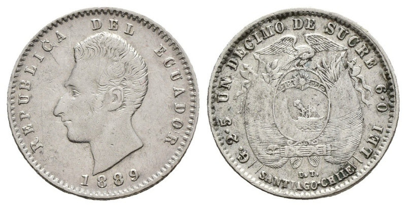 Ecuador - Repubblica (dal 1830) - 1/10 di sucre 1889 - KM# 50 - Ag

mBB 

SP...