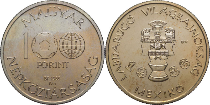 Ungheria - 100 forint 1985 - 1986 F.I.F.A. World Cup, artefatti messicani - KM# ...