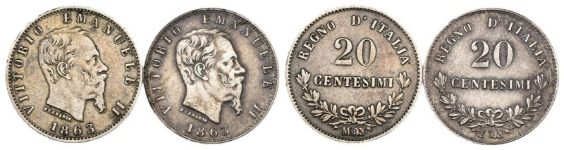 Regno d'Italia - Vittorio Emanuele II (1861-1878) - Lotto n.2 Monete composto da...