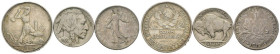 Lotto n.3 Monete composto da: Russia, 1 Poltinnik 1924, Y#89.1, Ag - Stati Uniti, 5 Cents 1936, KM#134, Cu ni - Francia, 1 Francs 1913, KM#844, Ag 
...