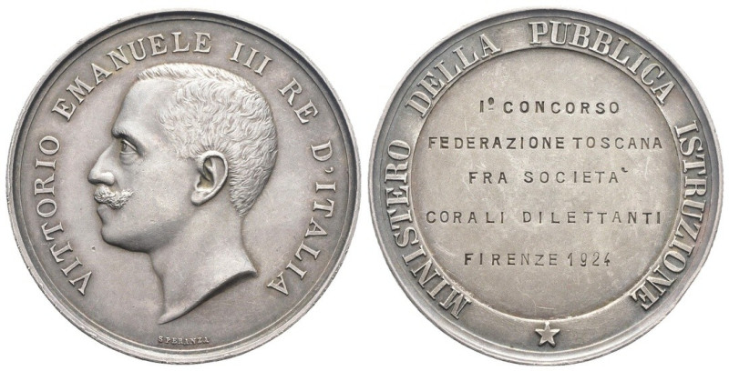 Medaglia - Vittorio Emanuele III (1900-1943) I°Concorso Federazione Toscana fra ...