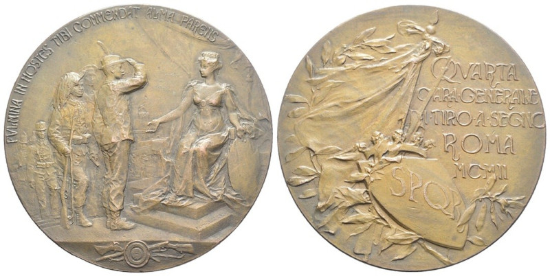 Medaglia - Quarta Gara Generale di Tiro a Segno Roma 1902 - gr. 97,33; Ø mm 60
...