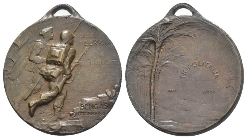 Medaglia - Bengasi 19 Ottobre 1911 - Tripolitania - S. Johnson - gr. 6,70; Ø mm ...