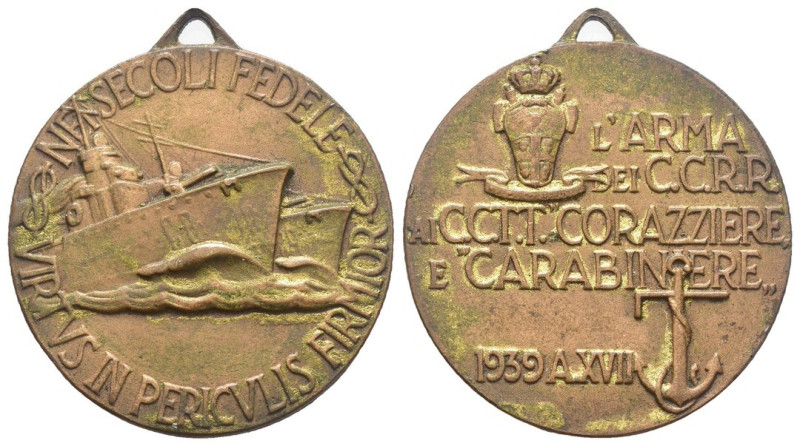 Medaglia - Regia Marina dei Carabinieri Reali 1939 XVII - gr. 11,19; Ø mm 31 - A...