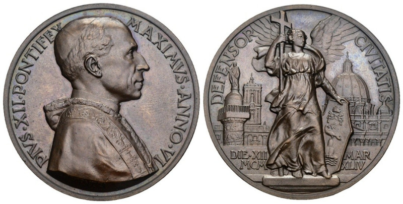 Pio XII (Eugenio Pacelli) 1939-1958 - Medaglia anno VI - AE - gr. 36,35; Ø mm 44...