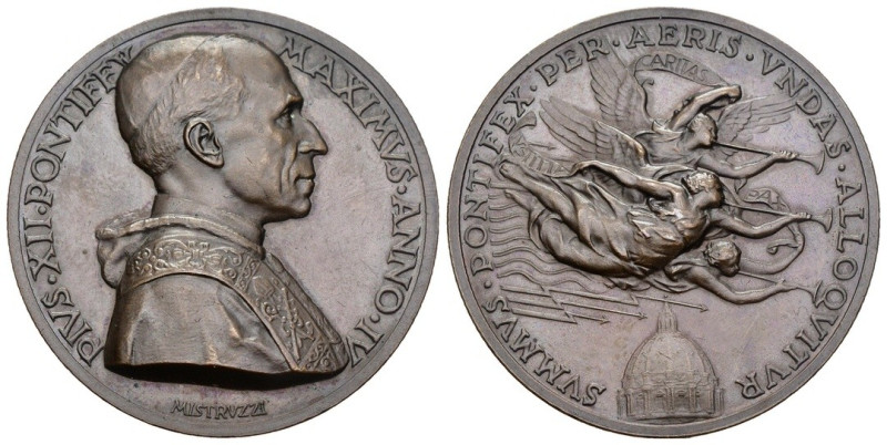 Pio XII (Eugenio Pacelli) 1939-1958 - Medaglia anno IV - AE - gr. 35,78; Ø mm 44...