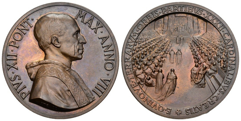 Pio XII (Eugenio Pacelli) 1939-1958 - Medaglia anno VIII - AE - gr. 33,20; Ø mm ...