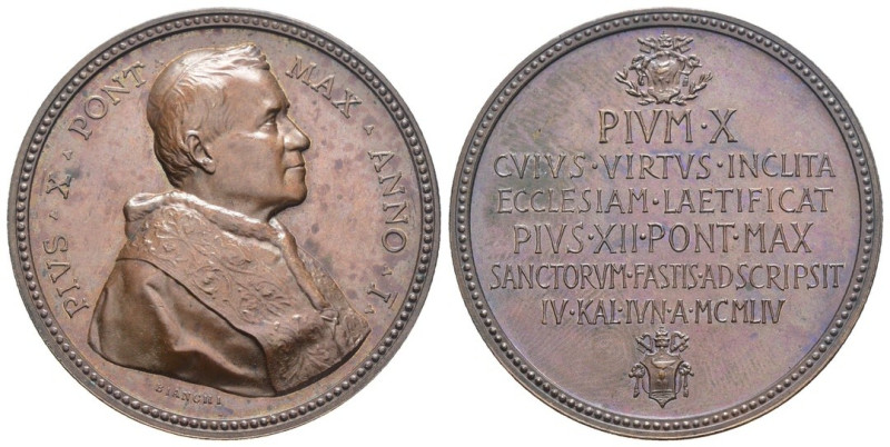 Pio XII (Eugenio Pacelli) 1939-1958 - Medaglia 1954 commemorativa della Santific...