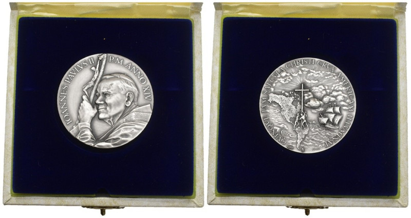 Giovanni Paolo II (1978-2005) - Medaglia anno XIV - Ag - gr. 38,04; Ø mm 44 - Mo...