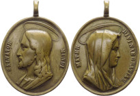 Italia - medaglia votiva emessa intorno alla metà del XIX sec. (forse tra il 1840 e il 1860) con il busto velato della Beata Maria Vergine a d. su un ...