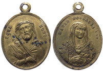 Italia - medaglia emessa nel XX sec. votiva della Madonna dei 7 dolori raffigurata su un verso frontale con le spade che trafiggono il cuore mentre su...