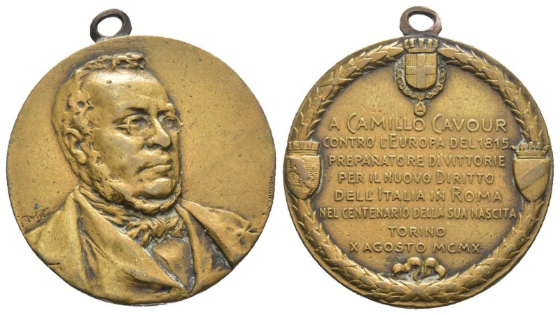 Medaglia - Ricordo di Camillo Cavour - Centenario della sua Nascita - Torino 10 ...