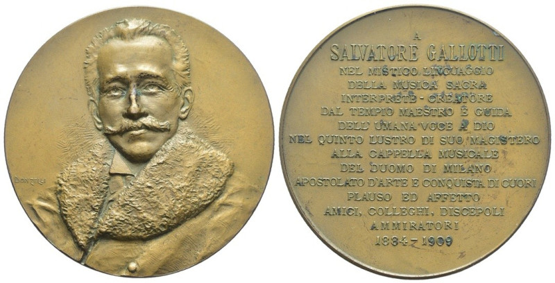 Medaglia - A ricordo di Salvatore Gallotti 1884/1909- gr. 39,76; Ø mm 46 - Ae - ...