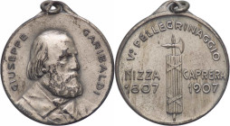 Giuseppe Garibaldi (1807-1882) Medaglia 1907 commemorativa del V° Pellegrinaggio Nazionale a Caprera svoltosi il 4 luglio 1907 per celebrare il centen...