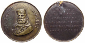 Giuseppe Garibaldi (1807-1882) Medaglia 1882 commemorativa della morte - Sarti 363 - Legno rivestito in metallo - forse rovescio inserito posteriormen...