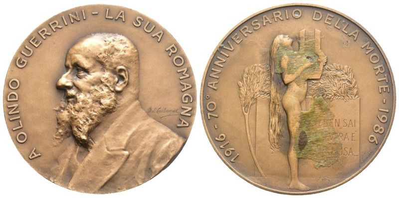 Medaglia - Olindo Guerrini, 70°Anniversario della Sua Morte - 1986 - Ae - gr. 64...