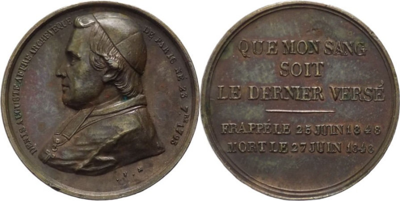 Francia - medaglia in onore di Denis Auguste Affre - Arcivescovo di Parigi 1848 ...