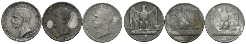 FALSI D'EPOCA - Vittorio Emanuele III - lotto di 3 monete da 5 lire Aquilotto 
...