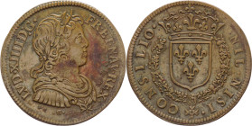 Francia - Luigi XIV (1643-1715) gettone - D/ LVD XIIII D . G . F . ET . NAV . REX. - Busto a destra - R/ NILNISI CONSILIO - stemma di Francia - Ae - g...