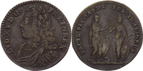 Francia - Luigi XV (1715-1774) gettone post 1719 - D/LVD·XV·D·G·FR·ET·NAV·REX. - busto laureato in abiti militari classicheggianti a sinistra - R/ PAC...