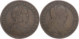 Francia - Luigi XIV (1643-1715) - gettone 1643-1665 circa; D/ .LVDOVICVS. XIIII. D. G. FRAN. ET. NAV. REX., busto corazzato a destra; R/ ANNA . REGINA...