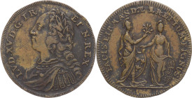 Francia - Luigi XV (1715-1774) gettone post 1719 - D/LVD·XV·D·G·FR·ET·NAV·REX. - busto laureato in abiti militari classicheggianti a sinistra - R/ PAC...