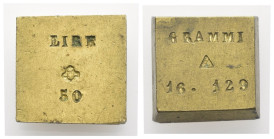 Peso Monetale - Quadrato - Italia - 50 Lire - Punzoni vari - gr. 16,15

BB/qSPL

SPEDIZIONE SOLO IN ITALIA - SHIPPING ONLY IN ITALY