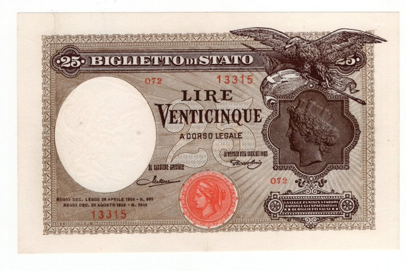 Regno d'Italia - Vittorio Emanuele III (1900-1943) Biglietto di Stato da 25 Lire...