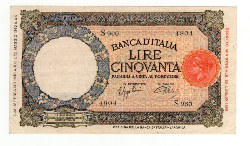 Regno d'Italia - Banca d'Italia - Vittorio Emanuele III (1900-1943) 50 Lire "Lup...