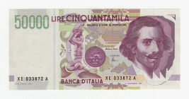 Repubblica Italiana - 50.000 Lire "Bernini II°Tipo" - Firme: Fazio/Amici - SERIE SPECIALE XE 033872 A - Emissione: 25/07/2001 - Crapanzano n.613s

F...
