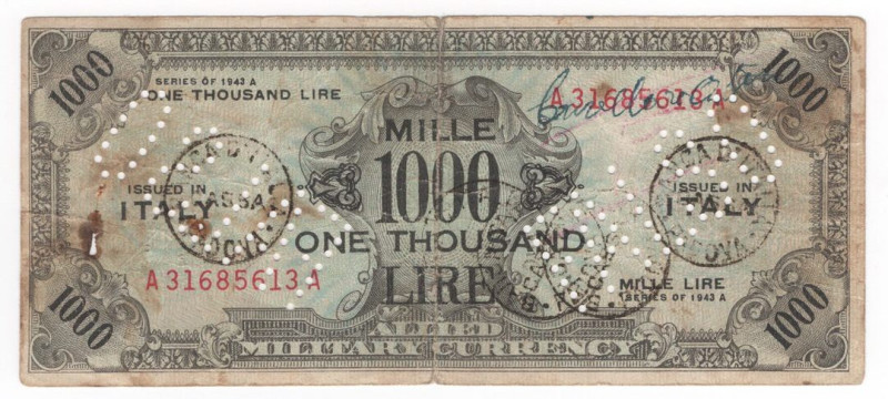 Occupazione Americana dell'Italia - Allied Military Currency (AM LIRE) - 1000 Li...
