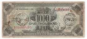 Occupazione Americana dell'Italia - Allied Military Currency (AM LIRE) - 1000 Lire Serie 1943 A (FLC) - Serie A31685613A - Crapanzano/Giulianini OS65 ...