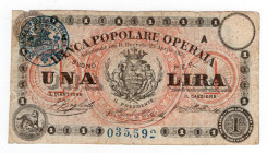 Biglietto Fiduciario - Banca Popolare Operaia da 1 Lira 1872 - RARA - Gamberini n.1394 - Strappi, pieghe

BB

SPEDIZIONE SOLO IN ITALIA - SHIPPING...