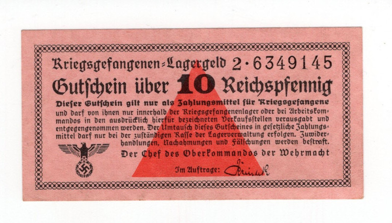 Prigionieri di Guerra Germania - WWII - Kriegsgefangenen-Lagergeld - 10 Reichspf...