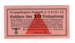 Prigionieri di Guerra Germania - WWII - Kriegsgefangenen-Lagergeld - 10 Reichspfennig 1939/1945 - Triangolo Rosso e Croce Uncinata ; Carta di colore r...
