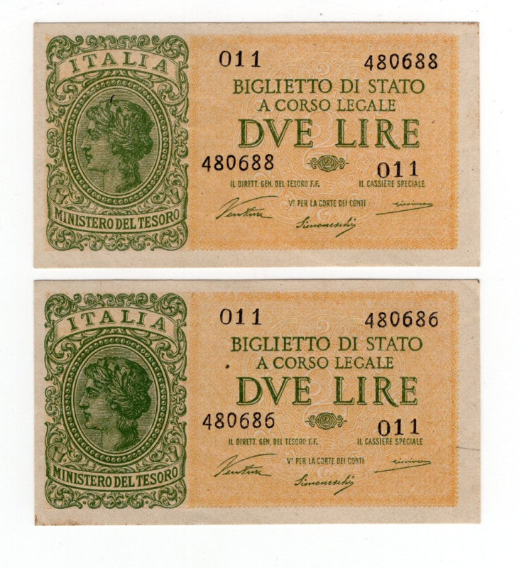 Regno d'Italia - Vittorio Emanuele III, Luogotenenza di Umberto - Lotto n.2 Bigl...