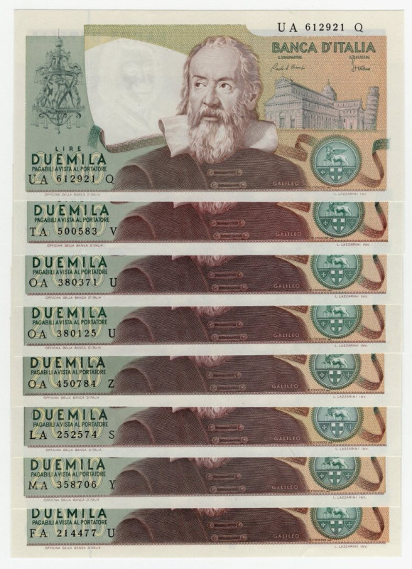 Repubblica Italiana - Lotto n.8 Banconote da 2000 Lire "Galileo"

SUP

SPEDI...