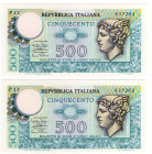 Repubblica Italiana - Biglietto di Stato - Lotto n.2 Banconote da 500 Lire Mercurio - CONSECUTIVE

FDS

SPEDIZIONE IN TUTTO IL MONDO - WORLDWIDE S...