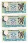 Repubblica Italiana - Lotto n.3 Biglietti di Stato da 500 Lire "Mercurio"

med. SUP

SPEDIZIONE IN TUTTO IL MONDO - WORLDWIDE SHIPPING